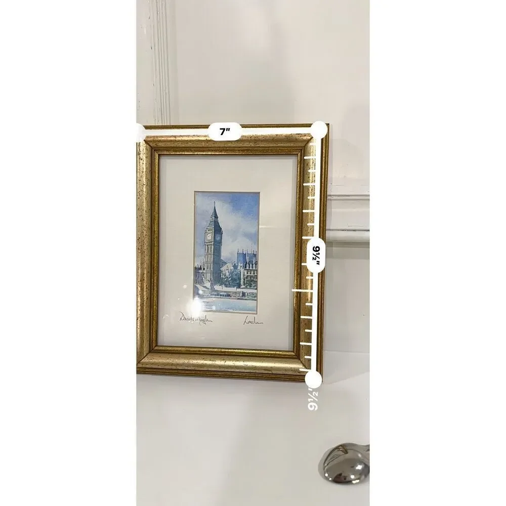 2 DAVID EDDINGTON vintage watercolour/lithograph of London Skyline Signed